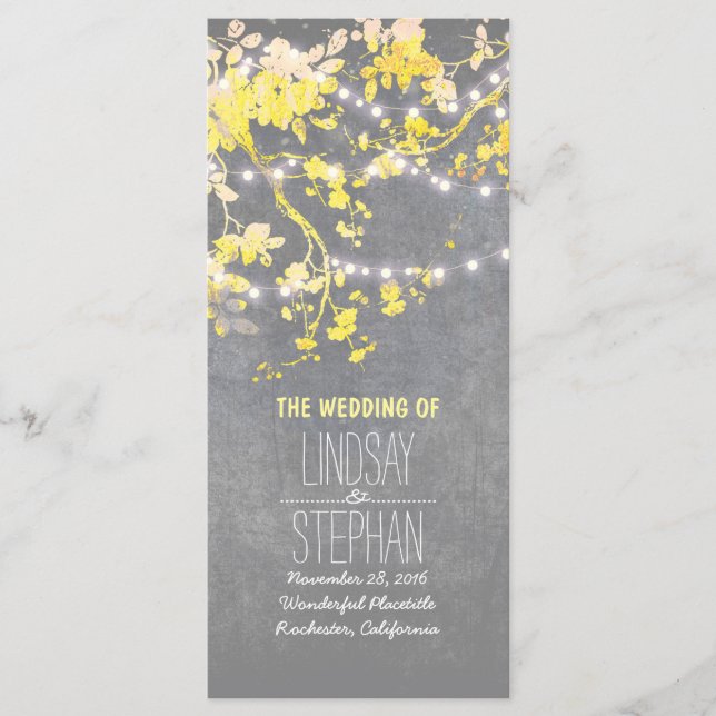 Rustic Grey and Yellow Branches Wedding Programs Programme (Front)
