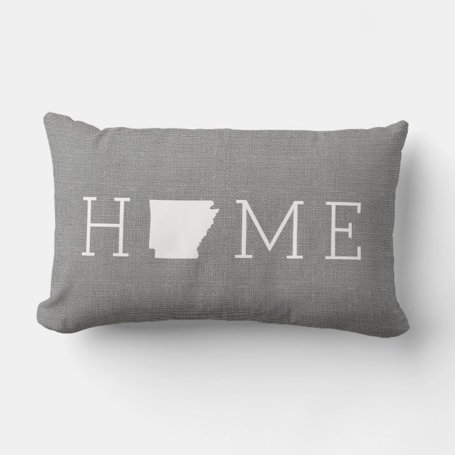 Rustic Grey Arkansas Home State Throw Pillow (Front)