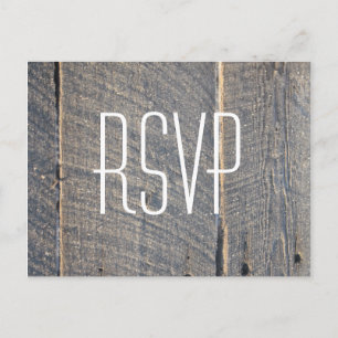 rustic grey barn wood country wedding RSVP Invitation Postcard