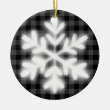 Rustic grey black plaid pattern frosty snow flake