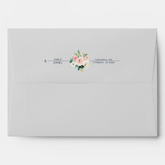 Rustic Grey Blue Brush Modern Botanical Wedding Envelope