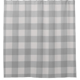 Rustic Grey Blue Chequered Squares Plaid Shower Curtain