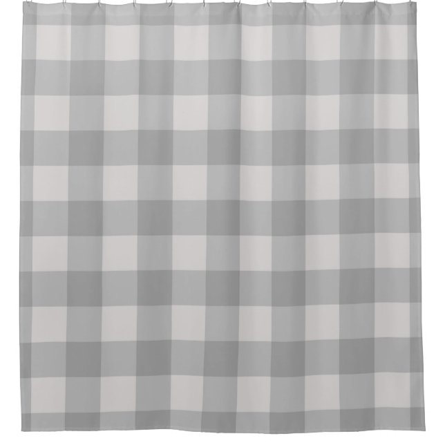 Rustic Grey Blue Chequered Squares Plaid Shower Curtain (Front)