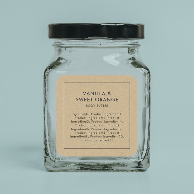 Rustic Grey Border List of Ingredients Kraft Label (Creator Uploaded)