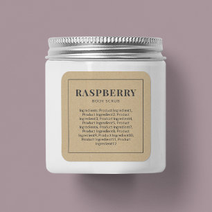 Rustic Grey Border List of Ingredients Kraft Square Sticker