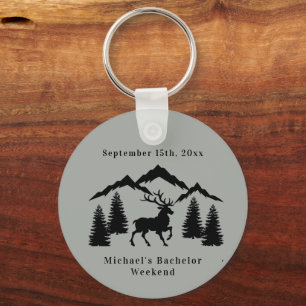 Rustic Grey Buck Hunting Bachelor Weekend Key Ring