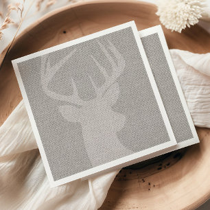 Rustic Grey Burlap Deer Buck Napkin