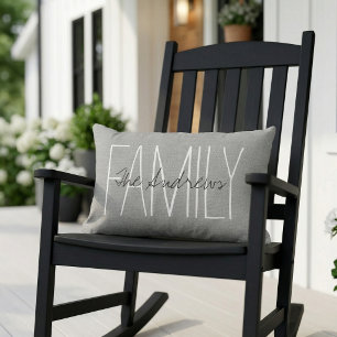 Rustic Grey Family Monogram Lumbar Cushion