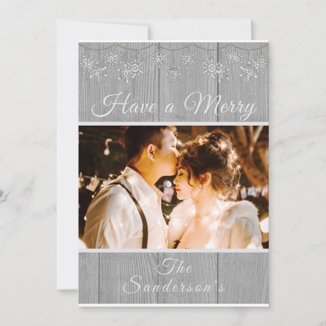 Rustic Grey  Have a Merry Christmas  Holiday Card (Front)