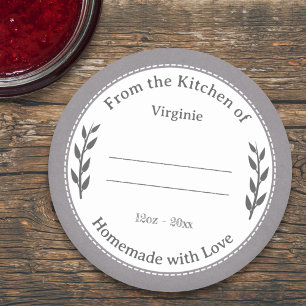 Rustic Grey Homemade with Love Label Sticker