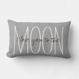 Rustic Grey I Love You to the Moon Lumbar Cushion