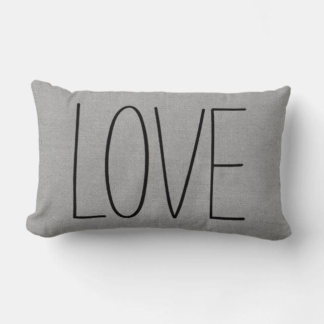 Rustic Grey Love Lumbar Cushion (Front)