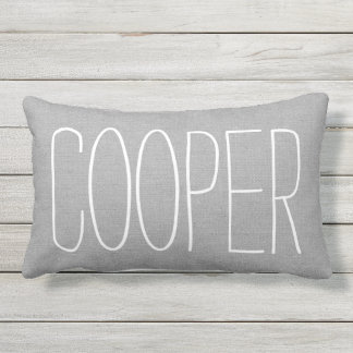 Rustic Grey Name Monogram Outdoor Cushion