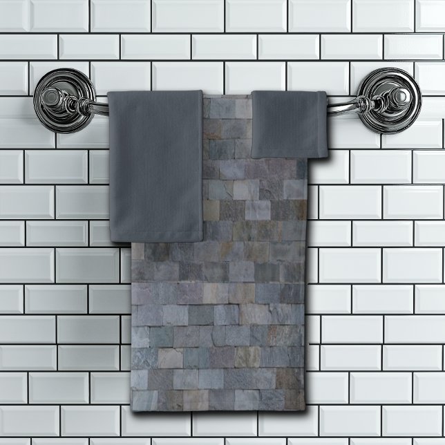 Rustic Grey Slate, Stone, Personalizable Bath Towel Set (Creator Uploaded)