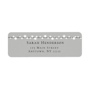 Rustic Grey String Lights Return Address Label