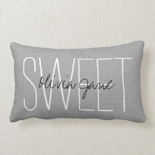 Rustic Grey Sweet Monogram Lumbar Cushion