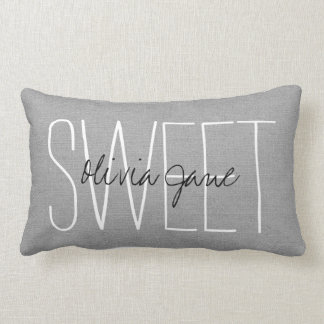 Rustic Grey Sweet Monogram Lumbar Cushion
