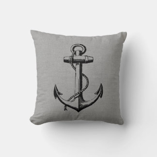 Rustic Grey Vintage Anchor Cushion
