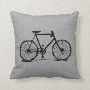Rustic Grey Vintage Bicycle Cushion