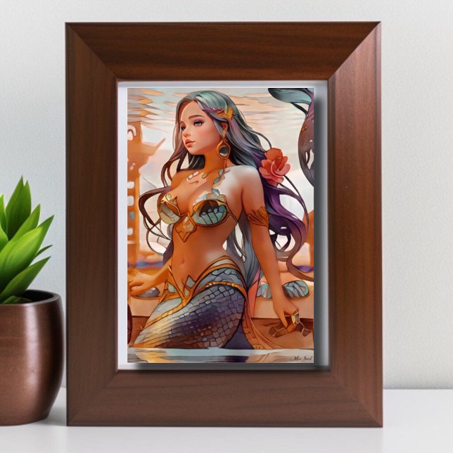 Rustic Grey Watercolor Mermaid Poster (Creator Uploaded)
