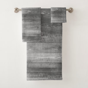 Rustic Grey Weathered Barn Wood Planks Bath Towel Set