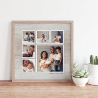 Rustic Grey Weathered Wood 6 Square Photo Collage