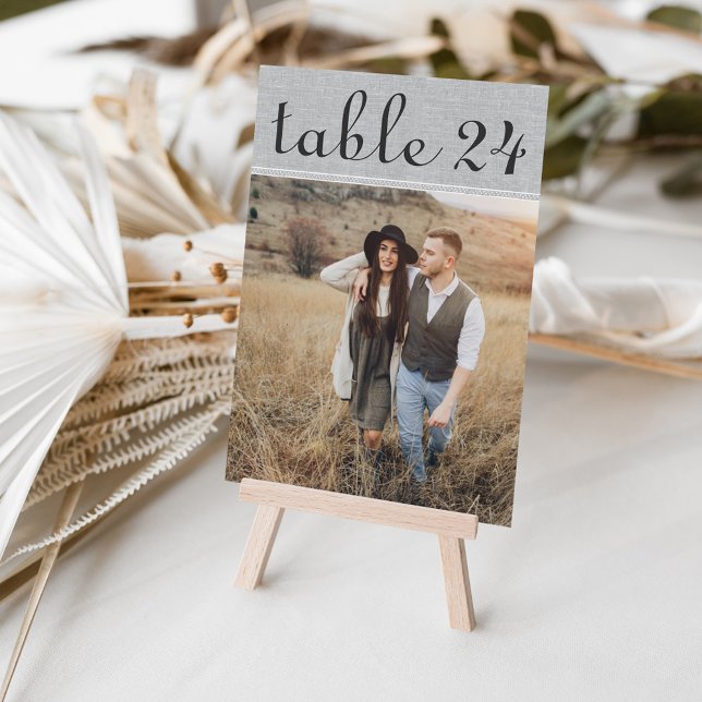 Rustic Grey Wedding Photo Table Number (Creator Uploaded)