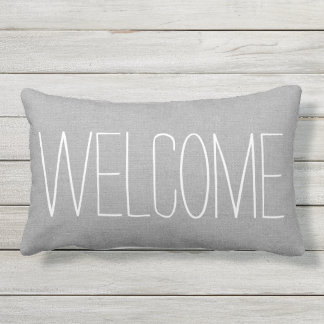 Rustic Grey Welcome Outdoor Cushion