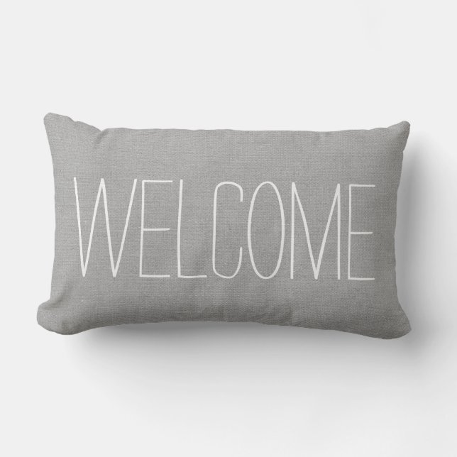 Rustic Grey Welcome Outdoor Cushion (Front)