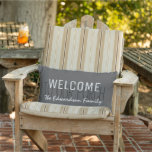 Rustic Grey Welcome to our Porch Family name Outdoor Cushion<br><div class="desc">Modern rustic dark grey Welcome to our Porch Family monogram name outdoor pillow.
You can easily change the text.</div>