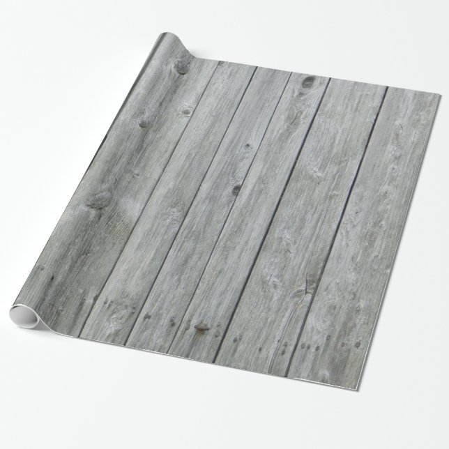 Rustic Grey Wood Grain Wrapping Paper (Unrolled)