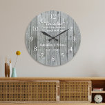 Rustic Grey Wood Love Quote Wedding Anniversary   Large Clock<br><div class="desc">Wedding anniversary clock with  a romantic quote 'I'm in love with every moment I spent with you' to express your love.Personalise with name and year.</div>