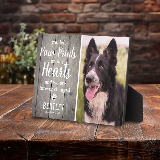 Rustic Grey Wood Pet Memorial | Photo Keepsake Plaque (Creator Uploaded)