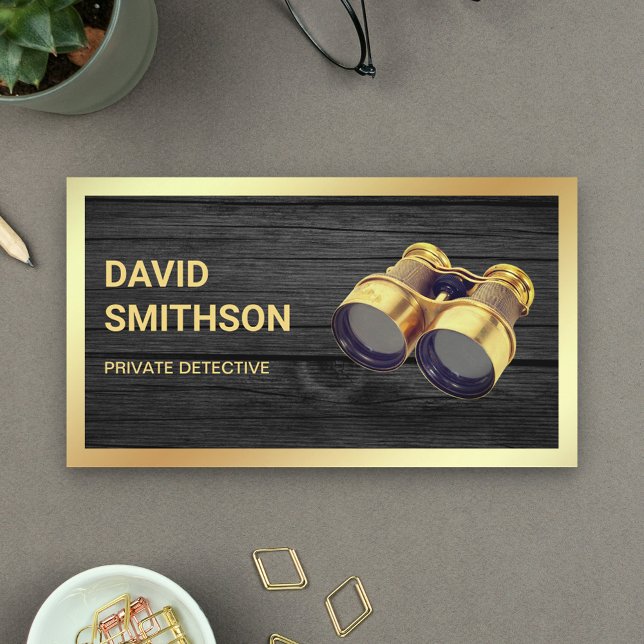 Rustic Grey Wood Private Investigator Detective Business Card (Creator Uploaded)