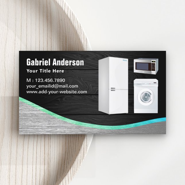Rustic Grey Wood Steel Home Appliances Repair Business Card (Creator Uploaded)
