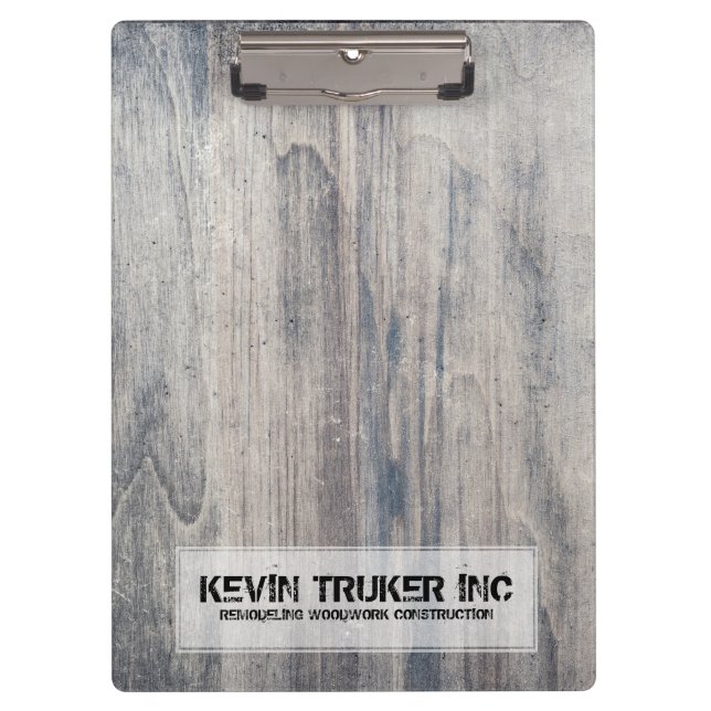 Rustic Grey Wood Texture Construction & Woodwork Clipboard (Front)