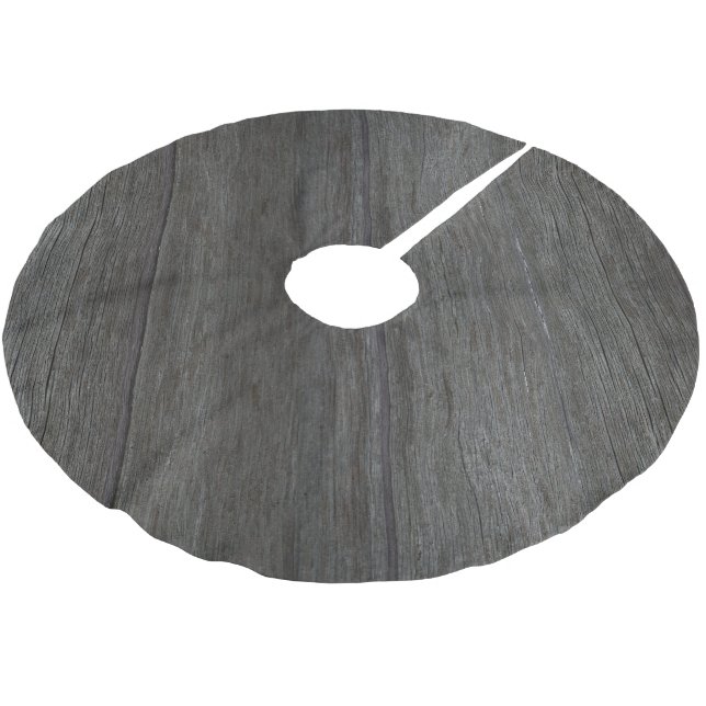 Rustic Grey Wood Textured Pattern Brushed Polyester Tree Skirt (Angled)