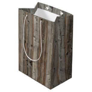 Rustic Grey Wood Tone Medium Gift Bag