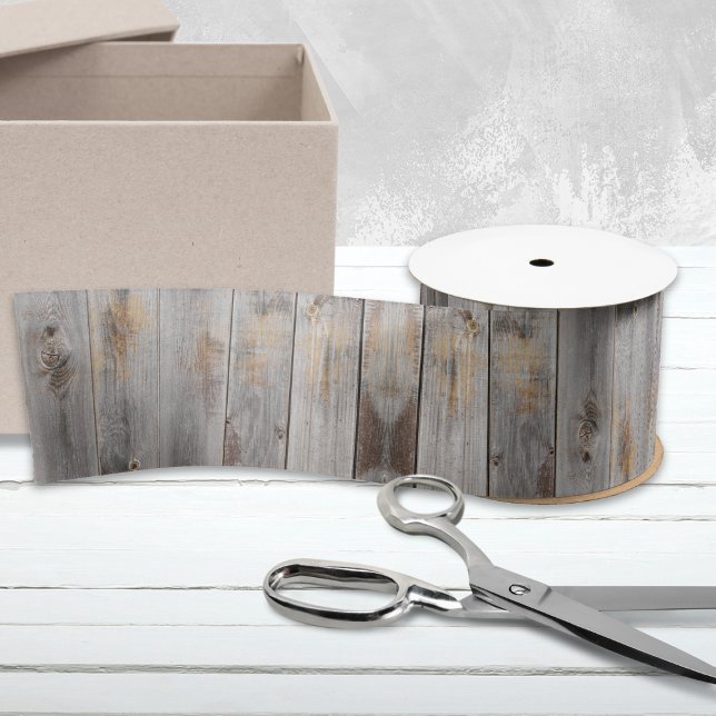 Rustic Grey Wood Tone Planks Satin Ribbon (Creator Uploaded)