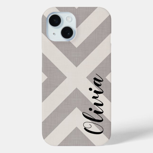Rustic Grey X Chevron Monogram Case-Mate iPhone Case (Back)