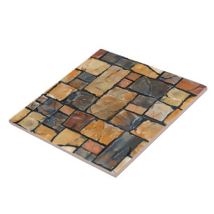 Rustic Grouted Flagstone Tiles Indoors