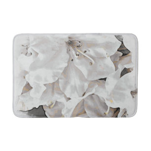 *~* Rustic Grunge Azalea Flowers White Neutral Bath Mat
