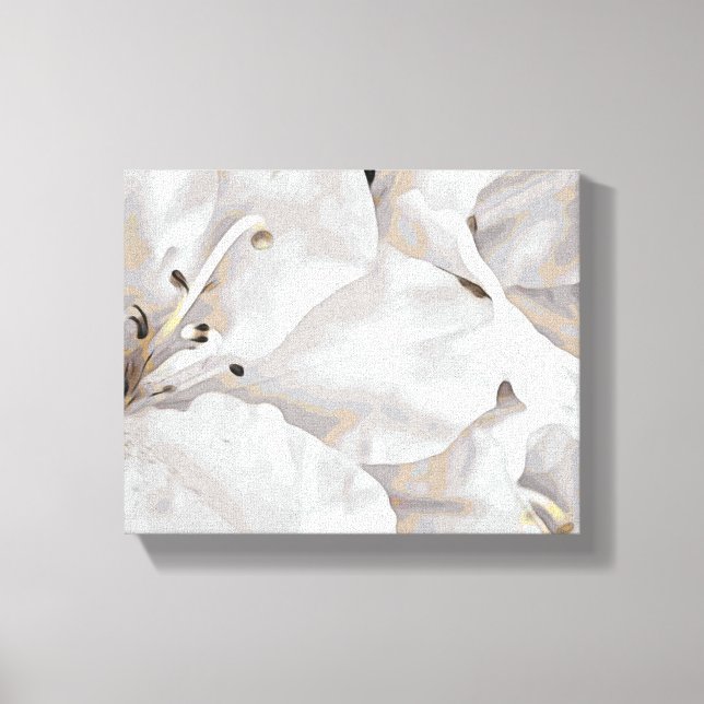 *~* Rustic Grunge Azalea Flowers White Neutral Canvas Print (Front)