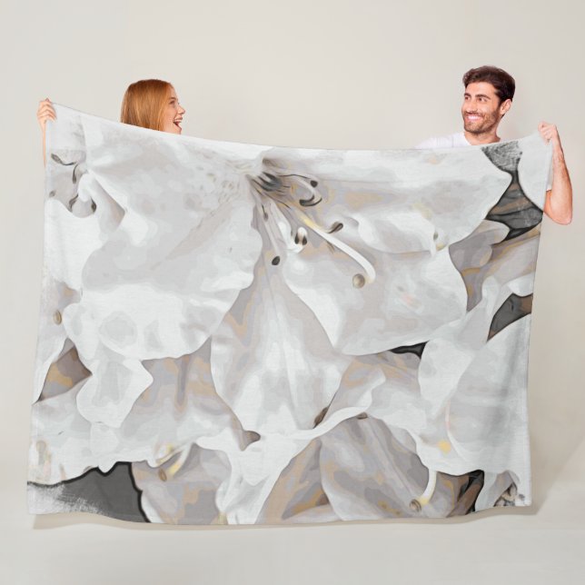 *~* Rustic Grunge Azalea Flowers White Neutral Fleece Blanket (In Situ)