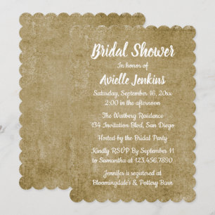 Rustic Grunge Brown White Vintage Bridal Shower Invitation