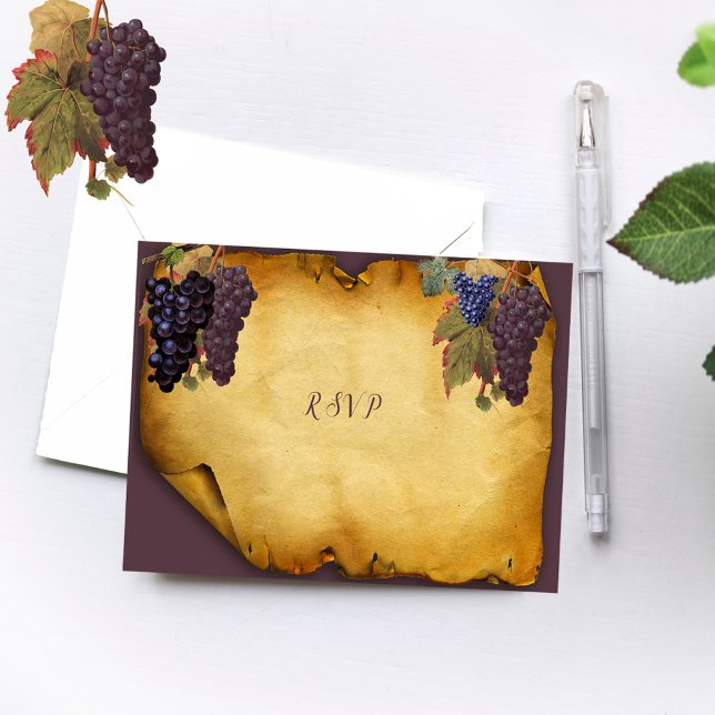Rustic Grunge Label Grapes Vineyard Wedding   RSVP (Creator Uploaded)
