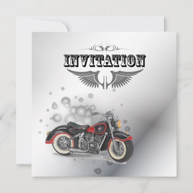 Rustic grunge Motorcyle Biker Wedding Announcement (Front)
