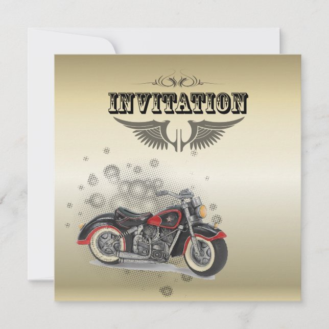 Rustic grunge Motorcyle Biker Wedding Invitation (Front)