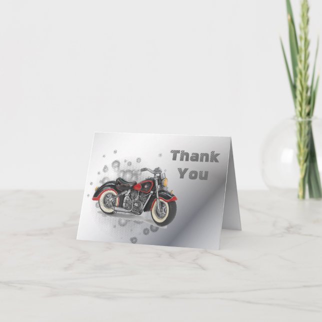 Rustic grunge Motorcyle Biker Wedding Thank You Card (Front)
