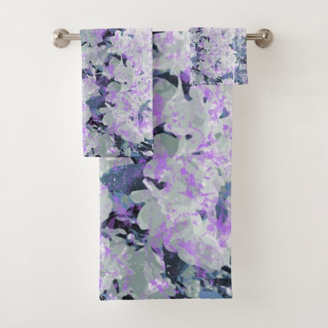 *~* Rustic Grunge Rhododendron Flowers White Blush Bath Towel Set (Insitu)